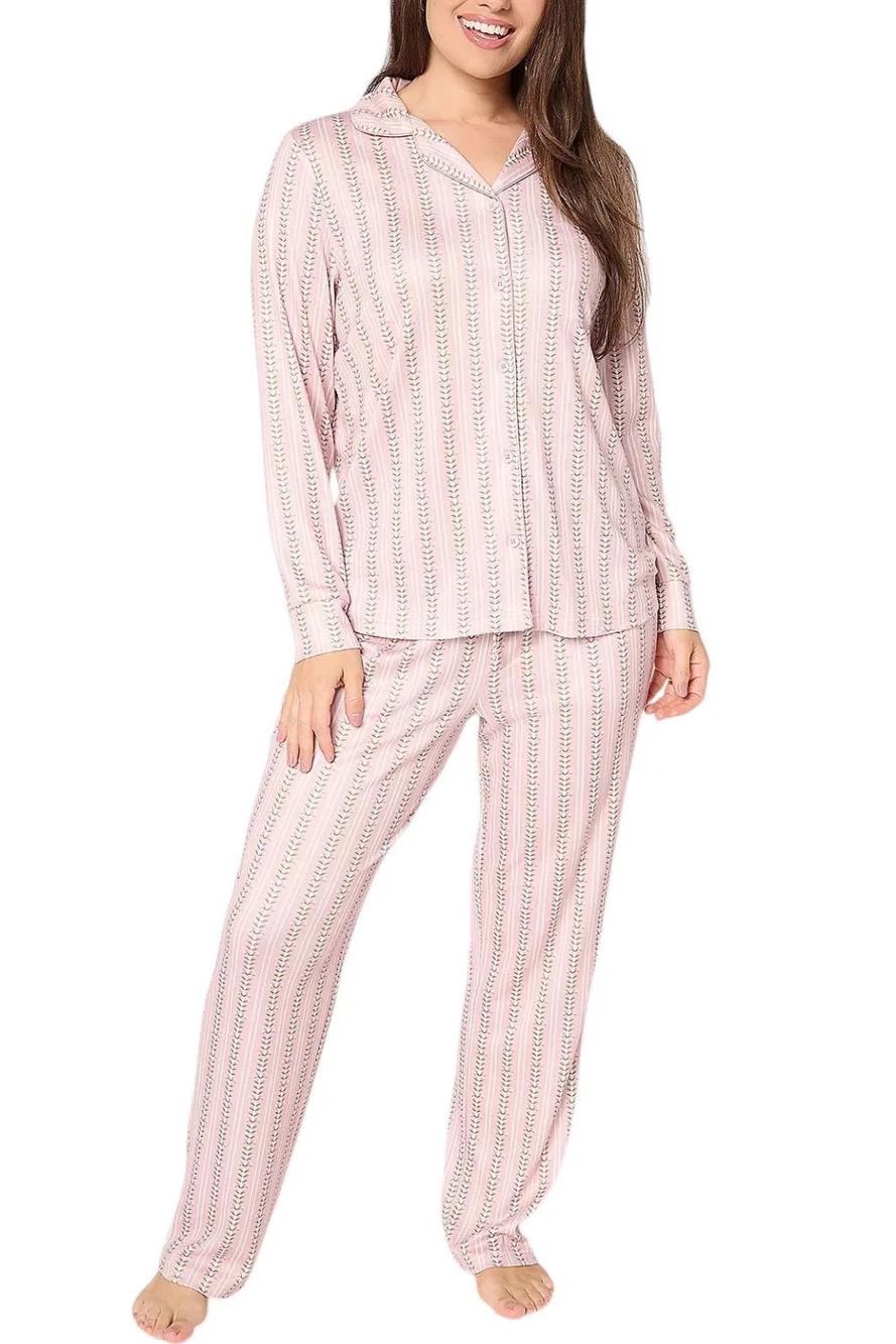 Berkshire Homewear Women's Printed Pointelle Pajama Set Rose Smoke - Regular